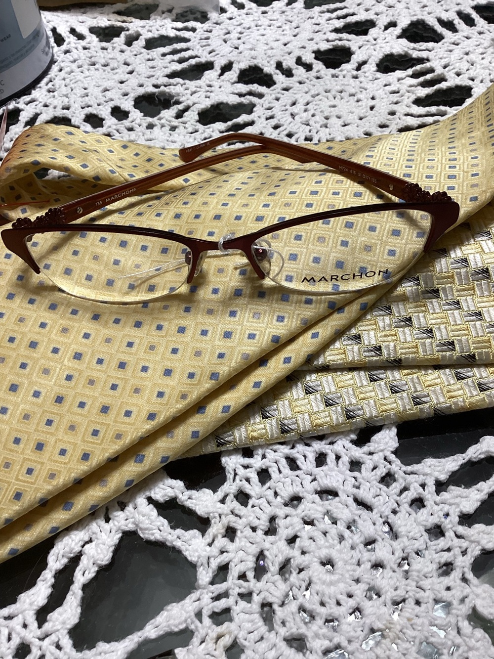 Women's Red Semi-Rimless Eyeglasses